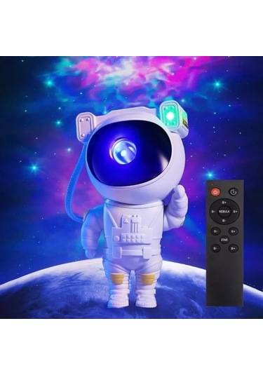 Astronot, Galaksi, Projektör, Uzaktan Kumandalı, Gece Lambası Bwr-47 Çok Renkli