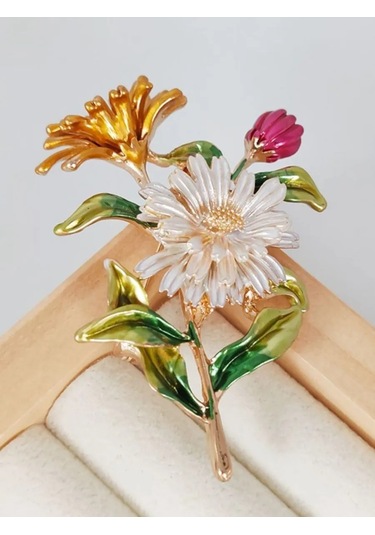 Fashion Jewelry Çiçekli Sert Tohumluk Broş 226483943 Altın Rengi