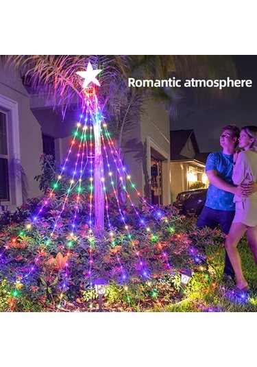 Novahub Yeşil Usb 5 Köşeli Yıldız Lamba Dize 2m/3m Şelale Lamba Avlu Açık Kamp Bahçe Asılı Ağaç Lambası Noel Led Lamba Uzaktan Kumanda Yeşil