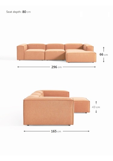 Most Mollis Plus 3 Modül Sağ Köşe Koltuk Kiremit Keten Kumaş Yumu