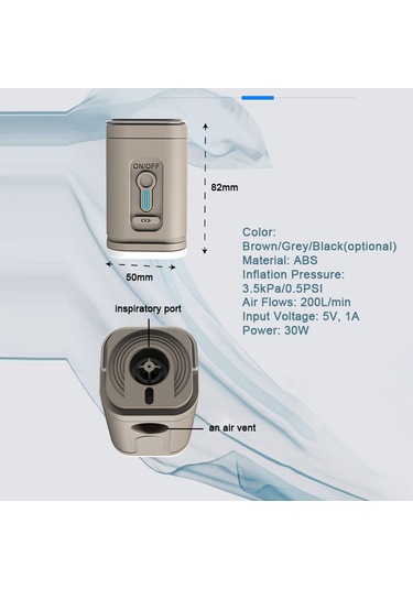 Mufunye Dış Mekan Usb Akıllı Hava Pompa - 200l/dak Inflasyon-deflasyon, Led Işık, 5 Uç, 1200mah Li-pol Batarya - Gri
