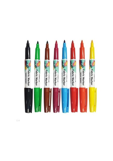 Tekstil Kumaş Kalemi Markörü 8 li Keçeli Kalem Fabric Marker Tekstil Markörü 8 Renk 1  Paket