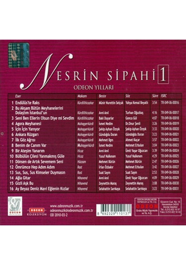 Odeon Yılları Nesrin Sipahi 1 - Cd