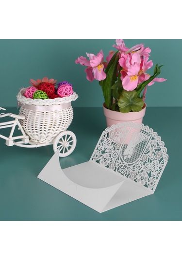 Mufunye 20 Adet/takım Düğün Davetiye Kartı Kapağı İnci Kağıt Lazer Kesim Gelin Damat Desenli Davetiye Kartları Düğün Yıldönümü Malzemeleri--beyaz