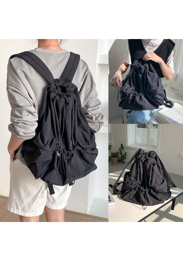 Dkııl Noıyb Kadın Erkek Naylon Sırt Çantası, Çoklu Cepler İle Su Siyah