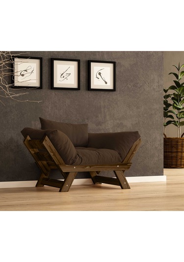 Woodesk Adalar Masif Ceviz-kahve Renk Berjer Cpt8134-140 Kahverengi