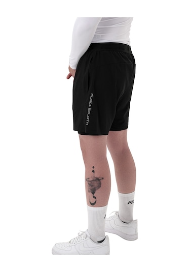 Musclecloth Performance 2 In 1 Erkek Taytlı Şort Siyah Siyah