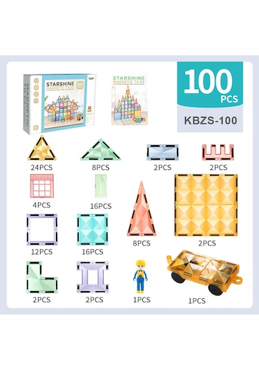 Starshine 100 Parçalı Premium Manyetik Oyuncak/bloklar Seti Renk
