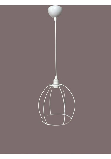 Yarım Küre Avize Teli , İskeleti 20x24 Cm Beyaz Statik Boyalı Duy Takımı Dahil Beyaz