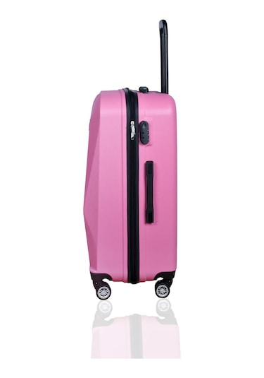 Polo&Sky Elmas Model Pembe Renk Büyük Boy Valiz Bavul