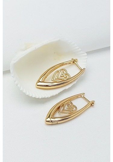 Rose Altın Kaplama Vip Seri Xuping Kalp Motifli V Küpe 2,8 CM Rose Gold