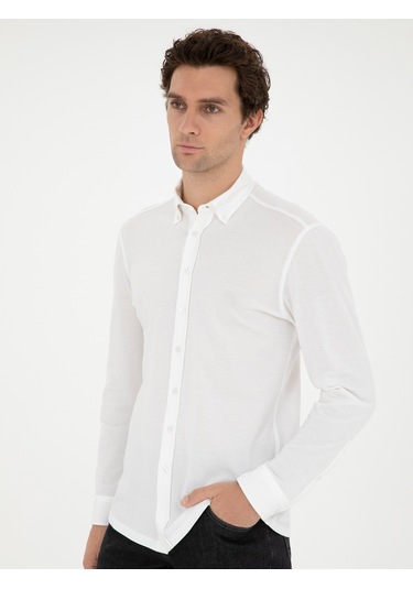 Cacharel Beyaz Slim Fit Pamuk Karışımlı Gömle 15841036