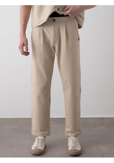 Erkek Çocuk Oversize Gömlek Pantolon Takım-15540 Bej