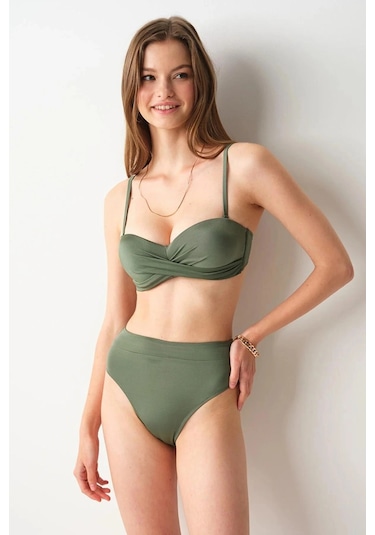 No Gossip Angela High Leg Bikini Tek Alt Haki 239203
