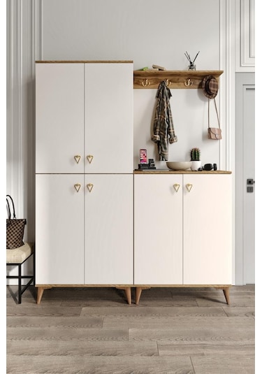 Simple Prt6190 Portmanto Vestiyer Ekru Ceviz