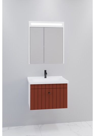 Alice 65 Cm Banyo Dolabı Npl Led Aynalı Kiremit - Boy Dolap Hariç Kiremit