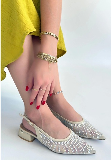 Piga Ten Cilt Tüllü Topuklu Ayakkabı Ten