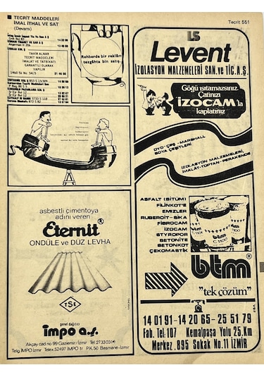 İzmir 1982-1983 Meslek Reklam İlanı Efemera S551