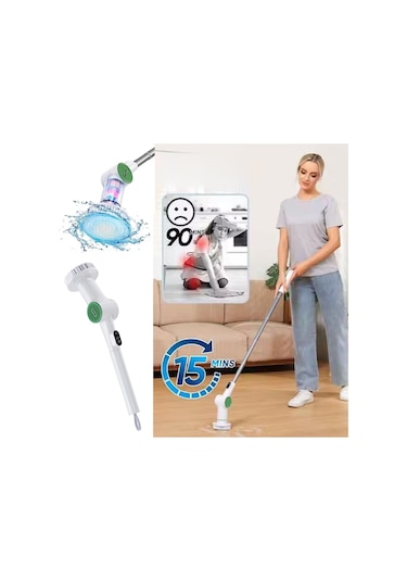 K500 Çok Amaçlı Şarjlı Elektrikli Temizlik Fırçası Uzayabilir Gövde, Zengin Başlık Seti, Ipx6 Su Geçirmezlik