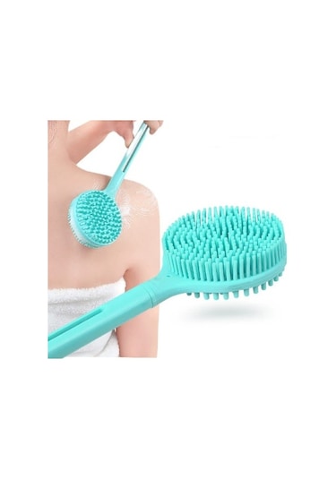 Çift Taraflı Silikon Uzun Saplı Banyo Fırçası Cm-331 4604 Siyah