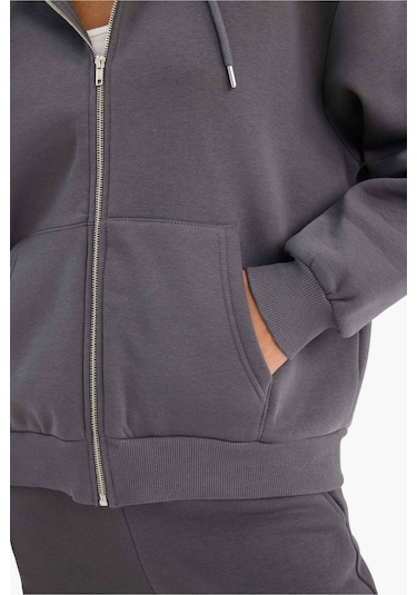 Defacto Relax Fit Kapüşonlu Sweatshirt C1809ax26spar191 Antrasit-ar191