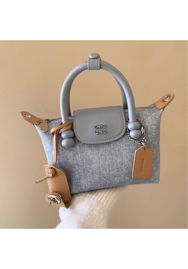 Nanfeng Mini Denim Blue Kadın El Çantası Gri