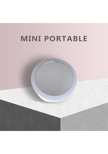 Lemestar Katlanır Çift Taraflı Led Aydınlatmalı Makyaj Aynası, 10x Büyütmeli Taşınabilir Masaj Aynası, Usb Şarjlı Beyaz