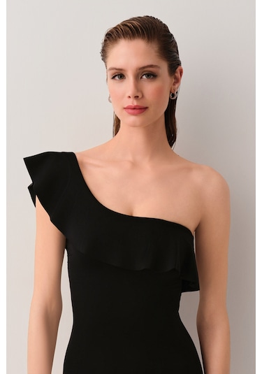 Suwen Tek Omuz Volanlı Mayo Sbn25360012 Siyah