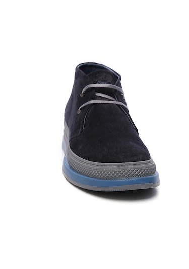 Tamer Tanca Erkek Hakiki Deri Lacivert Süet Casual Bot 86 1618-1 B Erk Bot Lacı Suet