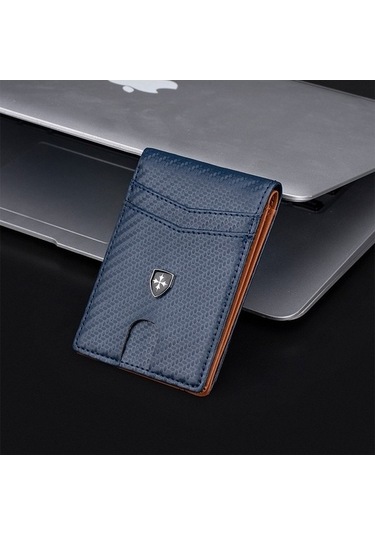 Createtech Bosphorusboutique Xıxun Tutucu, Mavi Rfıd Cüzdan, İnce Fiber Erkek Cüzdan, Anti-manyetik Pj Mavi