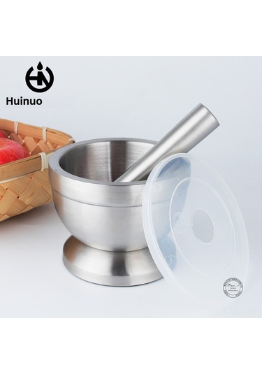 Wezone Ev Kullanımlı 304 Çelik Pestle Ve Mortar - Biber, Sarımsak, Baharat Öğütücü - Mini, Dayanıklı, Kolay Temizlenir Büyük Boy, Plastik Kapak Diğer