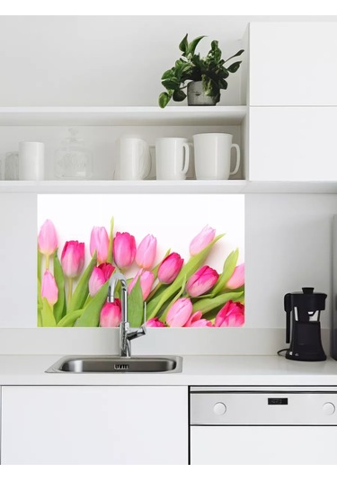 Artenuevo Lale Desenli Mutfak Önü İçin İç Mekan Çıkartmaları 60 90 Cm 229207912 Pembe