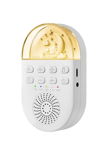 Tenfowee Bebek Uyku Alıcı - 24 Doğa Sesli, 2 Renkli Işık Sıcak/beyaz , 3 Zaman Ayarı 30/60/90 Dakika Beyaz Beyaz