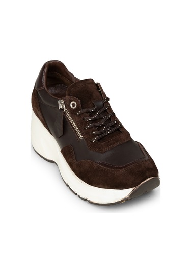 Deery Kadın Hakiki Süet Kahverengi Dolgu Topuk Sneaker - M9147zkhvc02