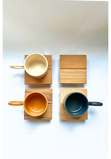 4 Lü Ham 1. Sınıf Masif Ahşap El Yapımı Bardak Altığı S Ahşap