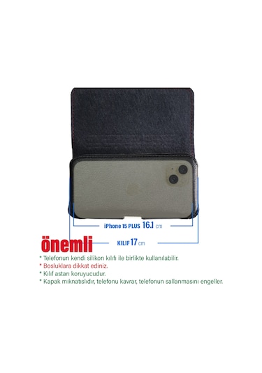 Apple Uyumlu iPhone 15 Plus Kemer Kılıfı Kemere Takılan Bel Canta Kılıfı