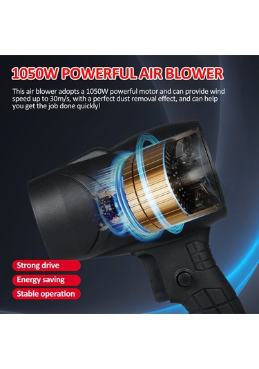 Reedark 21v Kablosuz Hava Blowerı - 1050w Güçlü, 30m/s Hızlı, Elden Tutulan Temizlik Aleti, Abs Malzeme, Pil Ve Şarj Cihazsız Siyah Model