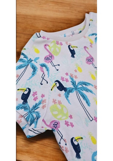 Flamingo Desenli Kısa Kol Kız Çocuk Pijama Takım Pembe