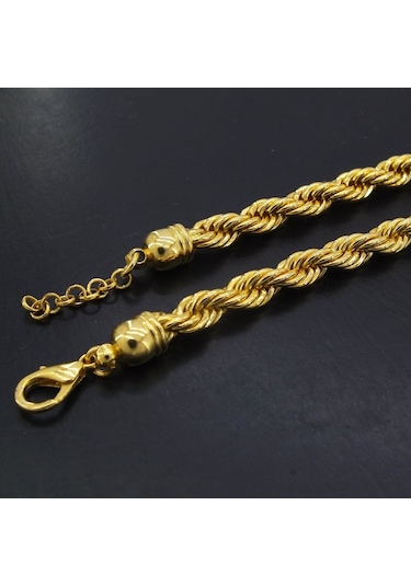 Ferizz Ferizz Altın Kaplama 6Mm Kalın Burgu Halat Zincir Zn-131 Gümüş