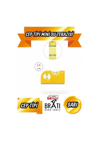 Cep Tipi Su Terazi Mıknatıslı Mini Su Terazisi 85 Mm Sarı