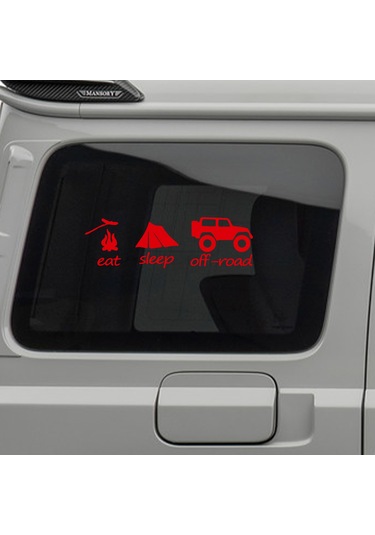 Eat Sleep Offroad Sticker - 4x4 Sticker - 20cmx7cm - Kırmızı
