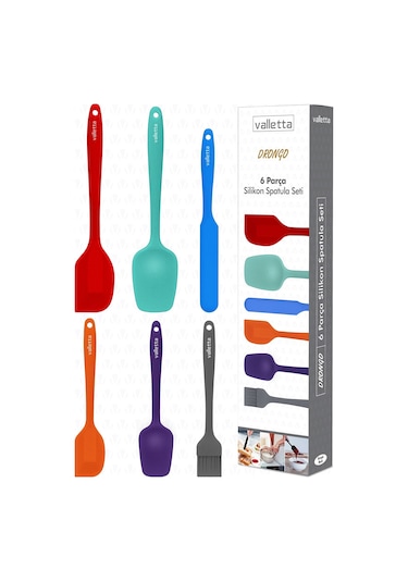 Valletta Drongo Isıya Dayanıklı Silikon Spatula Seti Çok Renkli