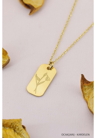 Doğum Çiçeği Kolye Doğum Ayı Çiçek Kolye Modeli 12 Ay Burç Kolye Beyaz