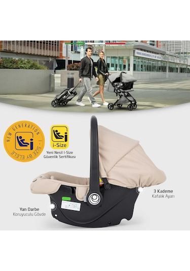 Elele Flight 2 Kabin Tipi Travel Sistem Bebek Arabası Bej