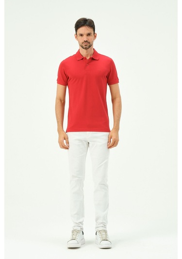 Classıc Pamuk Regular Comfort Erkek Polo Yaka Tişört Kırmızı