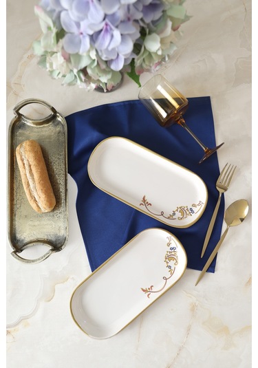 Keramika Bronze Bloom Noyan Kayık Tabak 26 Cm 2 Adet 22926 Krem