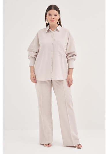 Cepli Keten Gömlek-1814 Taş