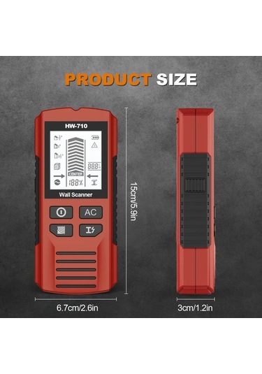 Xuweiwei Profesyonel Duvar Tarama Cihazi Gri 3 Tarama Modu Ahsap Metal Kablo Tespit Pille Calisir Insaat Elektrik Isleri Icin