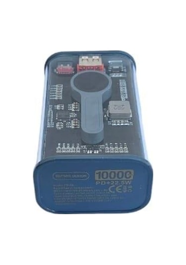 22.5w Pd Hizli 10000 Mah Digital Şeffaf Tasarimli Powerbank Gri