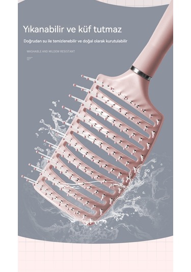 Macaron Büyük Tarak Kafa Deri Masaj Tarağı-pembe